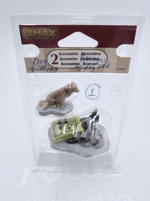 Lemax Christmas Village #94609 “Thievery” Dog & Raccoons Figures 2012 lot of 2