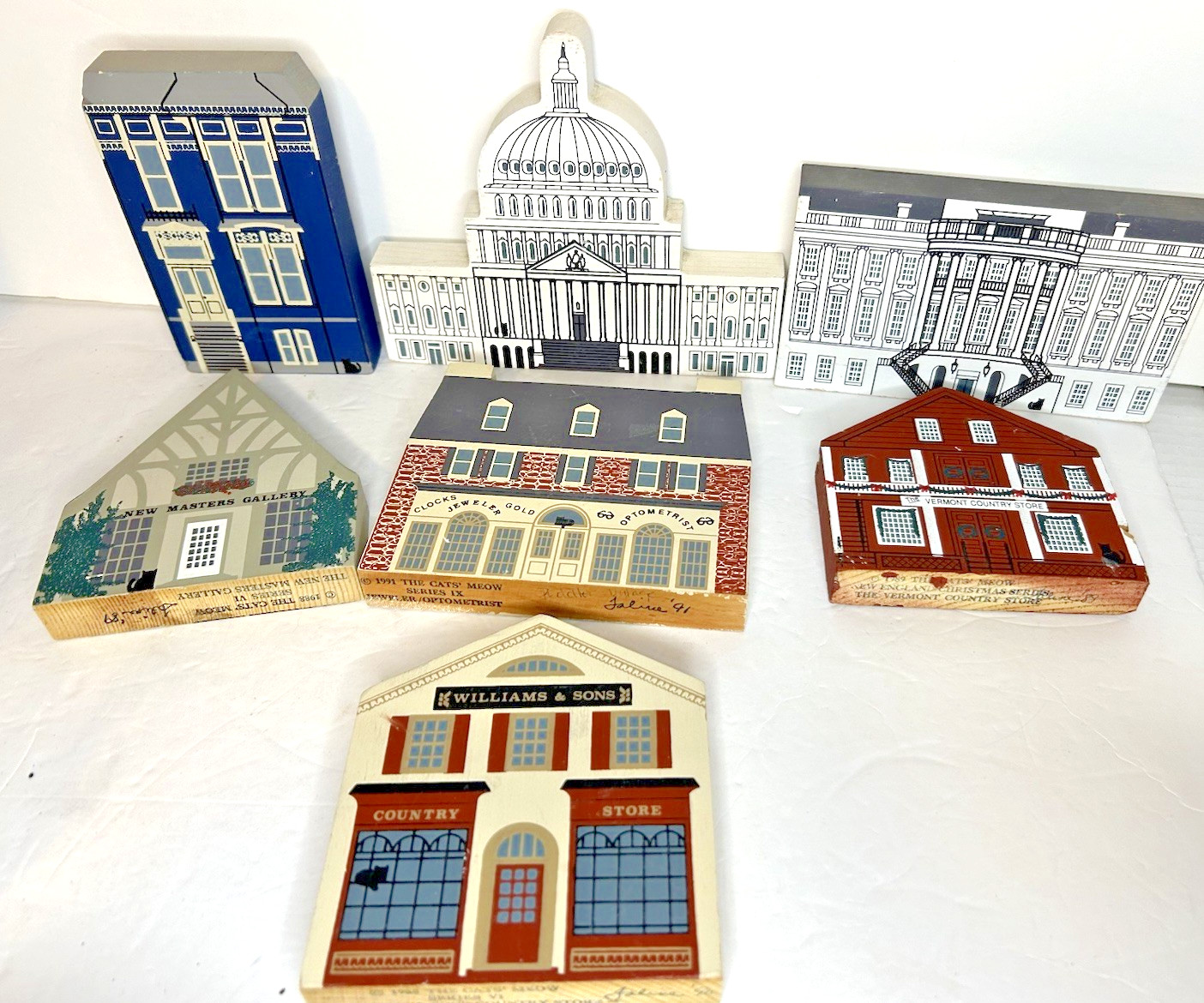 Cats Meow Village Lot White House Capitol Painted Ladies N England 7 Pc Christma