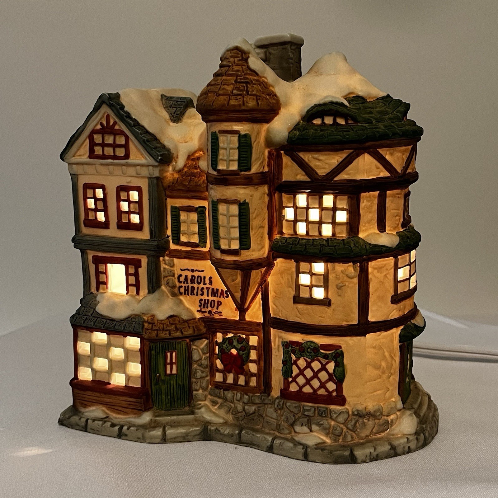 Mercuries USA Lighted Christmas Village House “Carols Christmas Shop” With Light