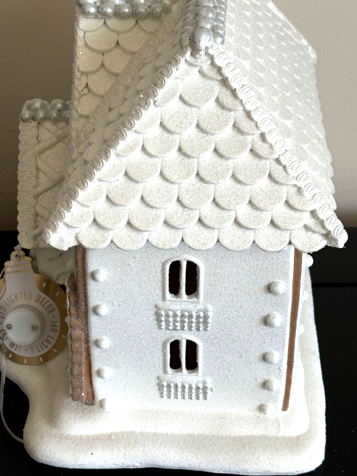 NWT 34th & Pine White Glittered Victorian Gingerbread House with LED Lights