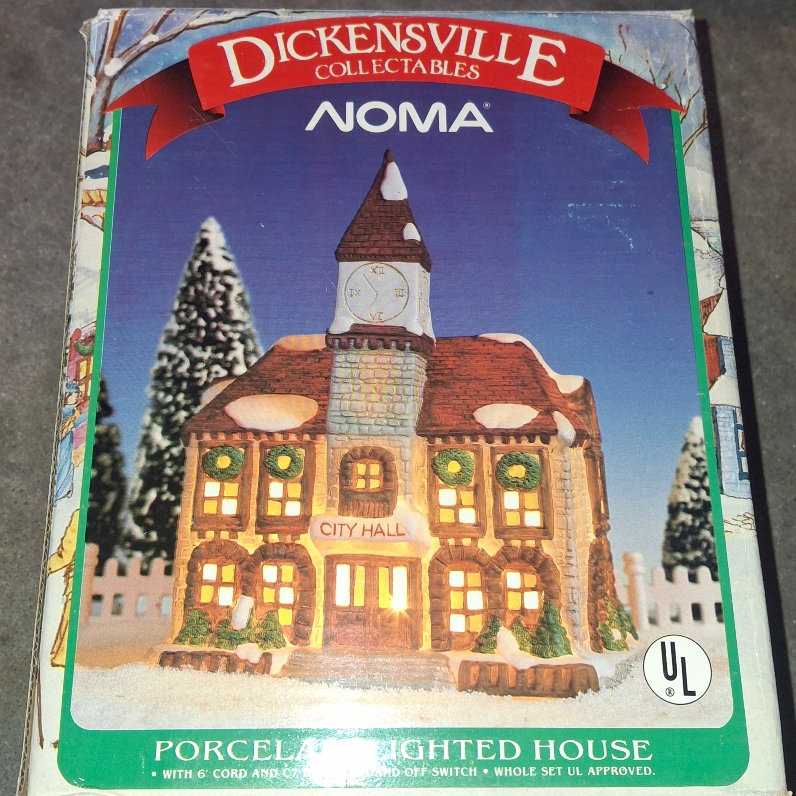 Dickensville 1991 Noma Int Porcelain Lighted City Hall Collectable Village Piece