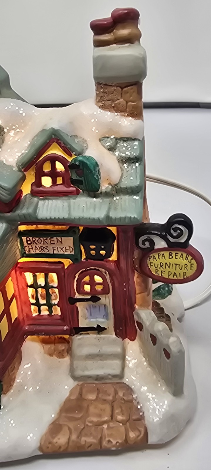 Vintage Christmas Valley 3 Bears Furniture Shop Village Porcelain Lighted House