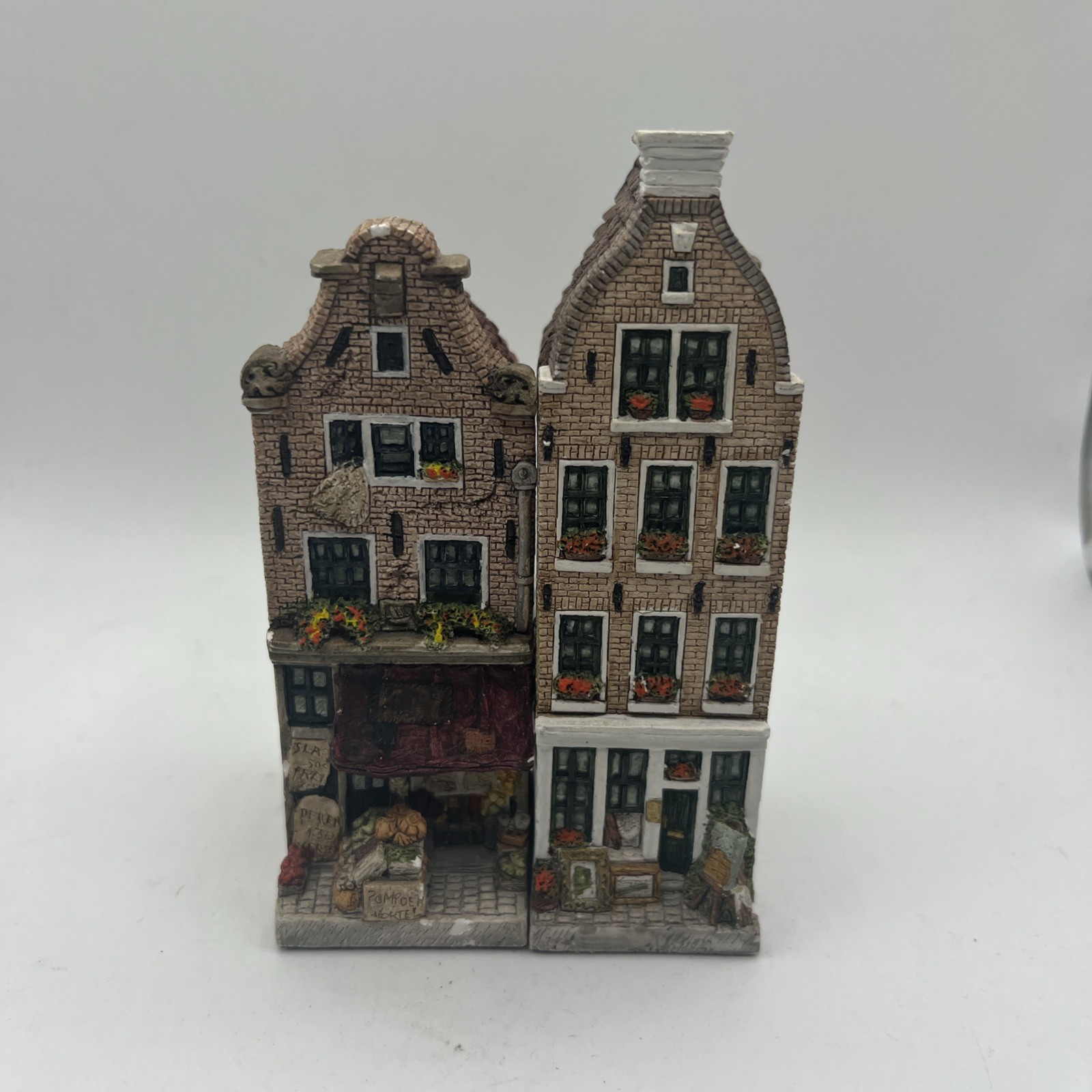 Amsterdam Streets Miniature Houses 4.5” Hand Painted Lot Of 2