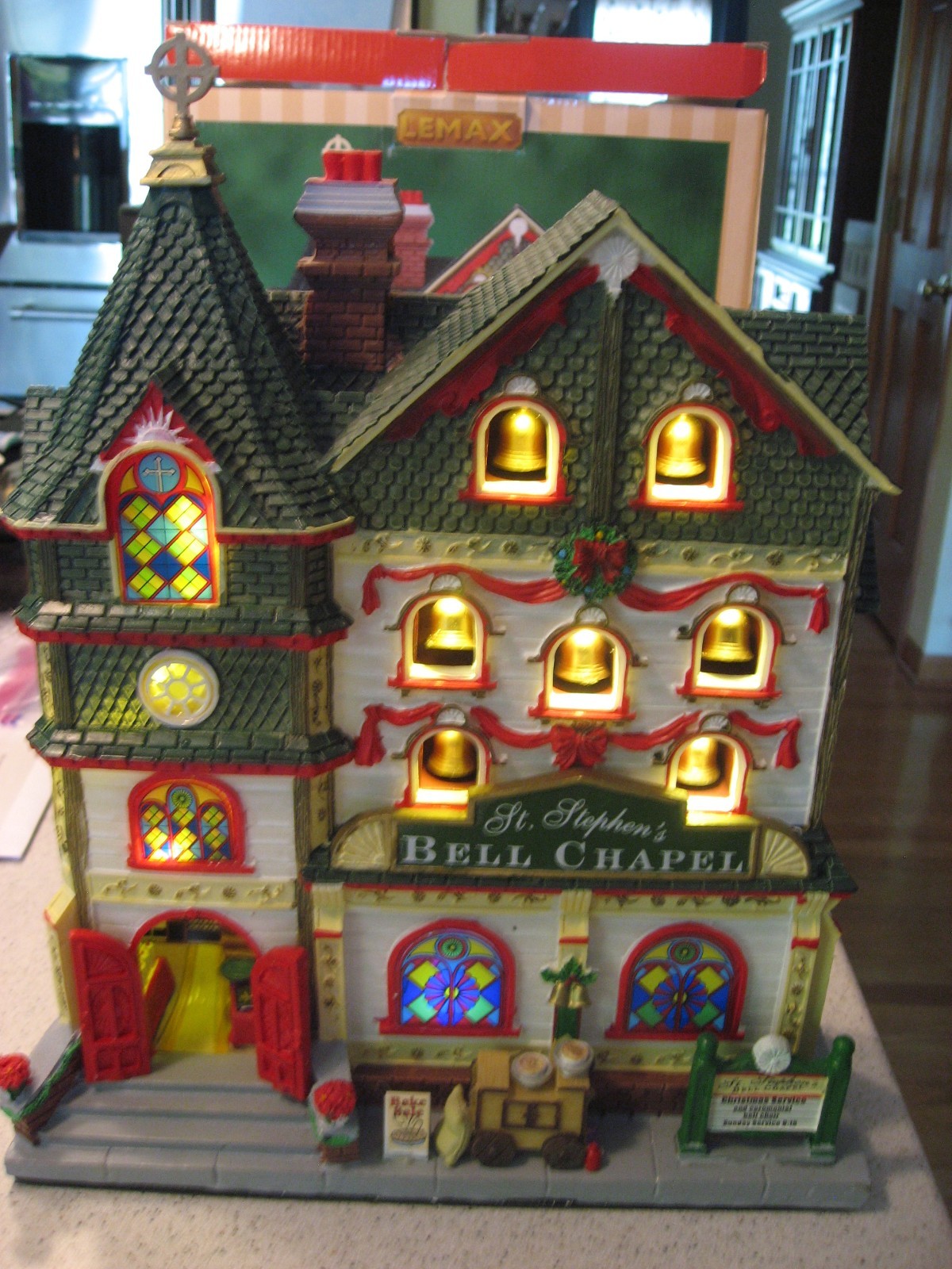 Lemax Essex Street Facade St. Stephen’s Bell Chapel Lighted Hanging Wall Setting