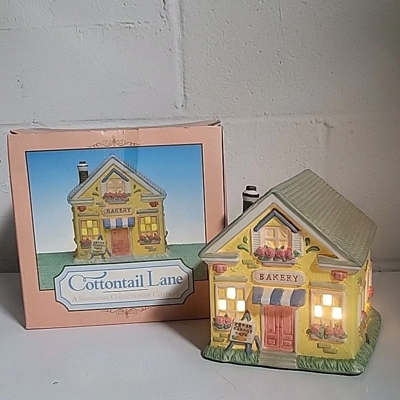 Cottontail Lane Lighted Bakery Easter Decor Part Of Village Set