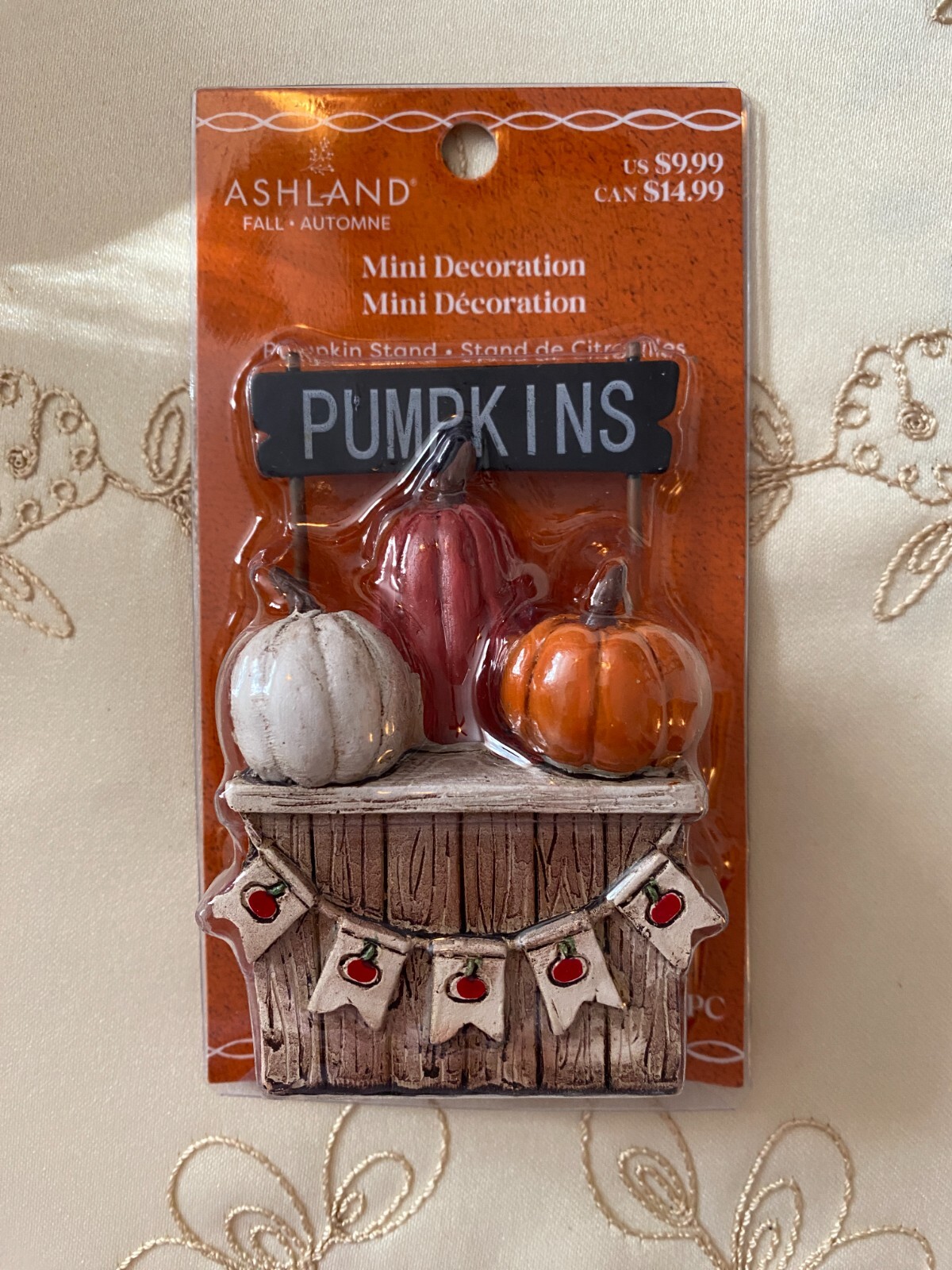 ASHLAND HALLOWEEN MINIATURES PUMPKIN STAND ~ NEW IN PKG FALL THANKSGIVING