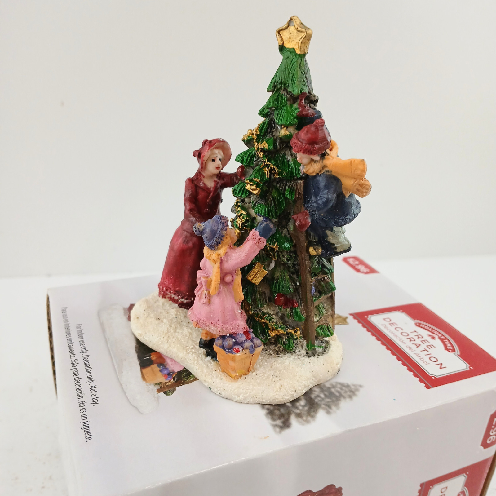 Holiday Time Victorian Family Decorating Christmas Tree Figurine 3.5″ w/ Box