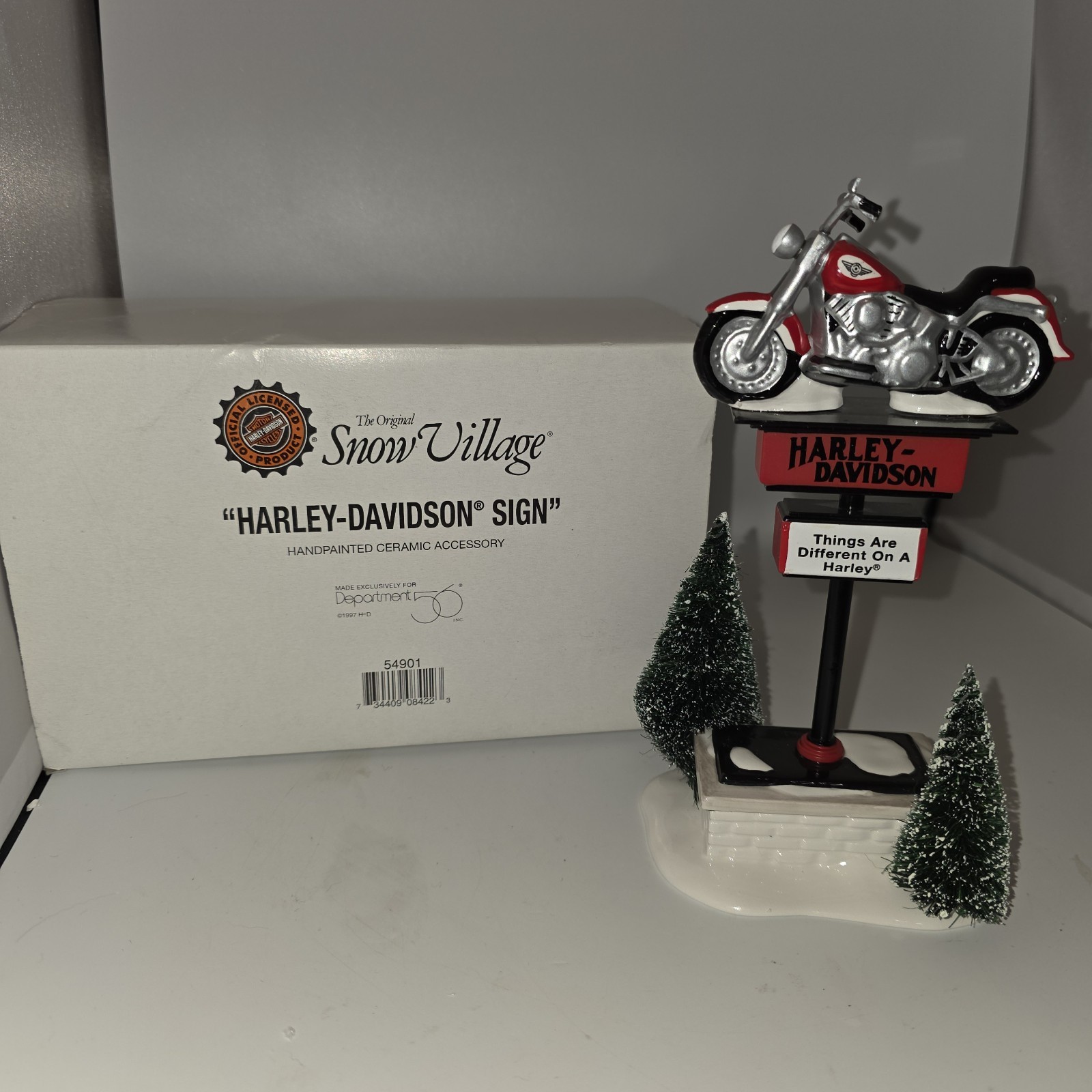 Dept 56, Original Snow Village, Harley-Davidson Sign, #54901, Retired