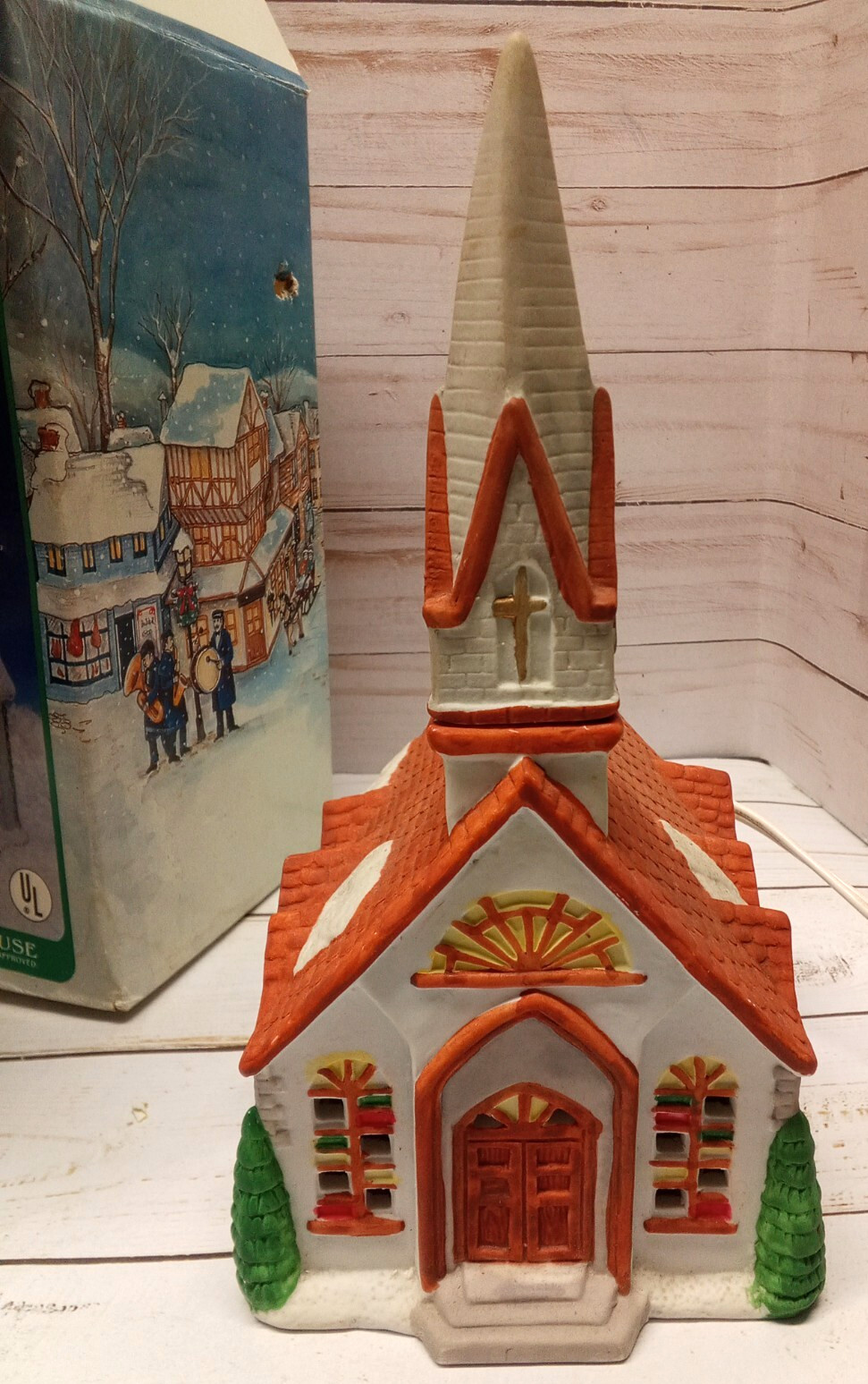 VTG 1989 Noma Dickensville Rex & Lee Co LTD Porcelain Lighted House Church WORKS