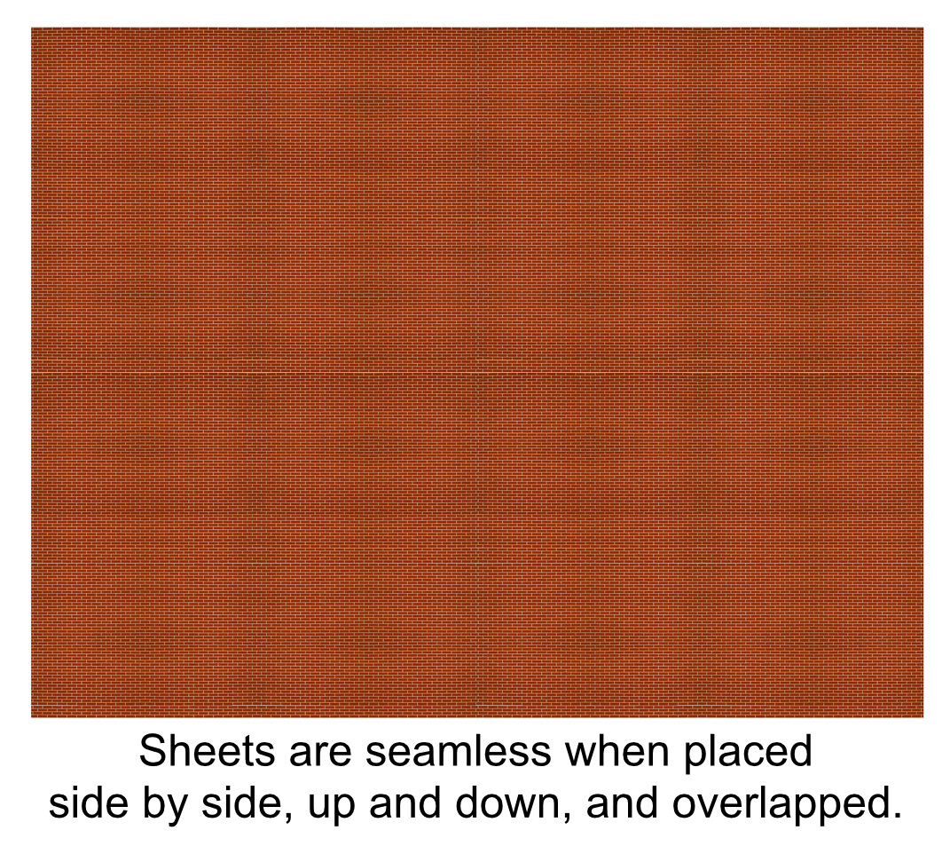 Brick Scenery Sheets for Collectible Village 5 Seamless 8.5×11 Dark Red
