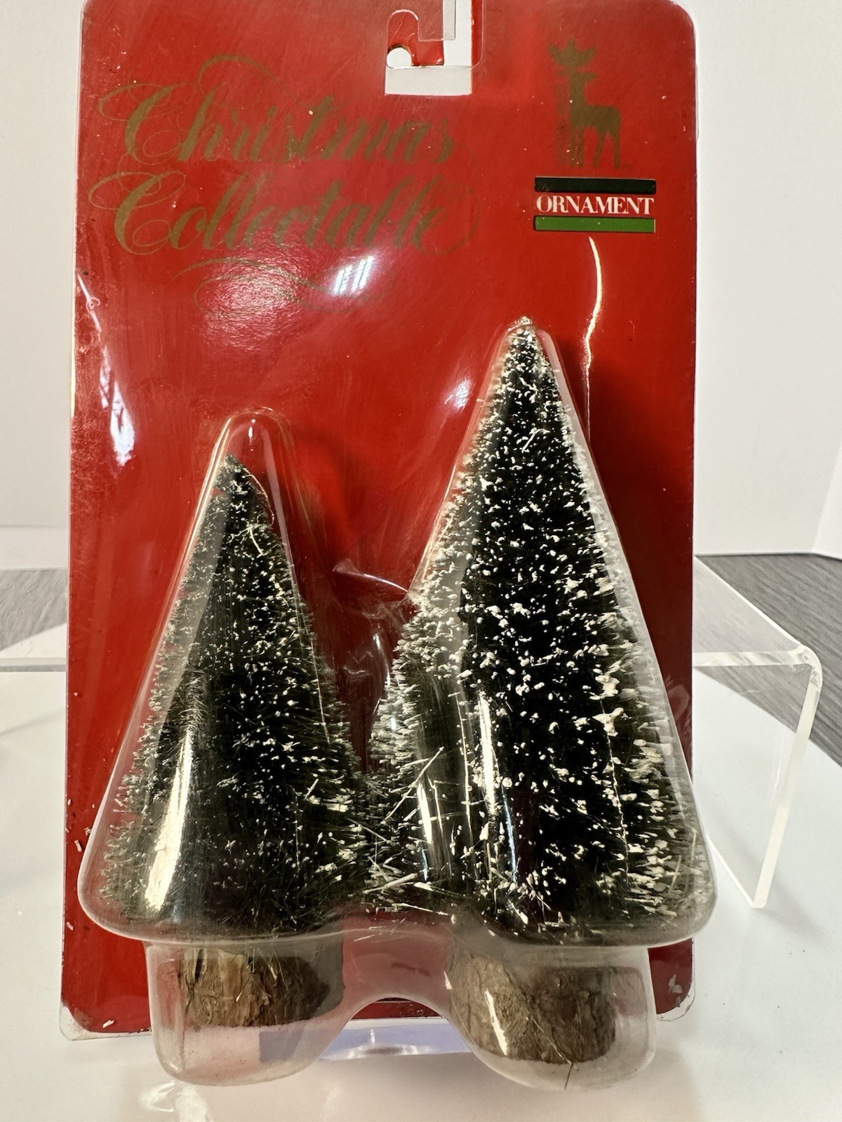Christmas Frosted Mini Sisel Tree – Snow Pine Tree Winter Flocked Set NOS Vtg