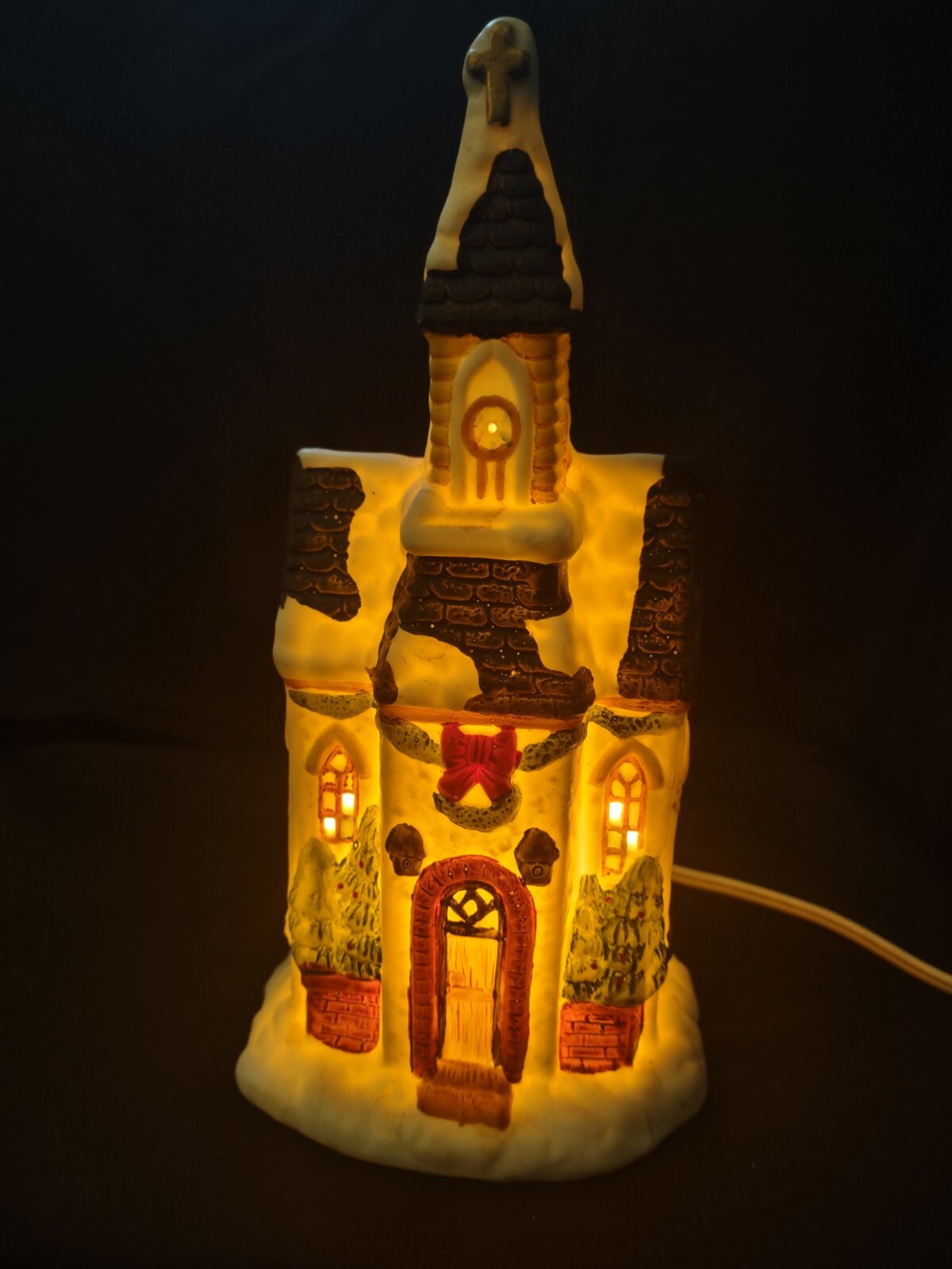 Very Cute Lighted Christmas Village Church 8”