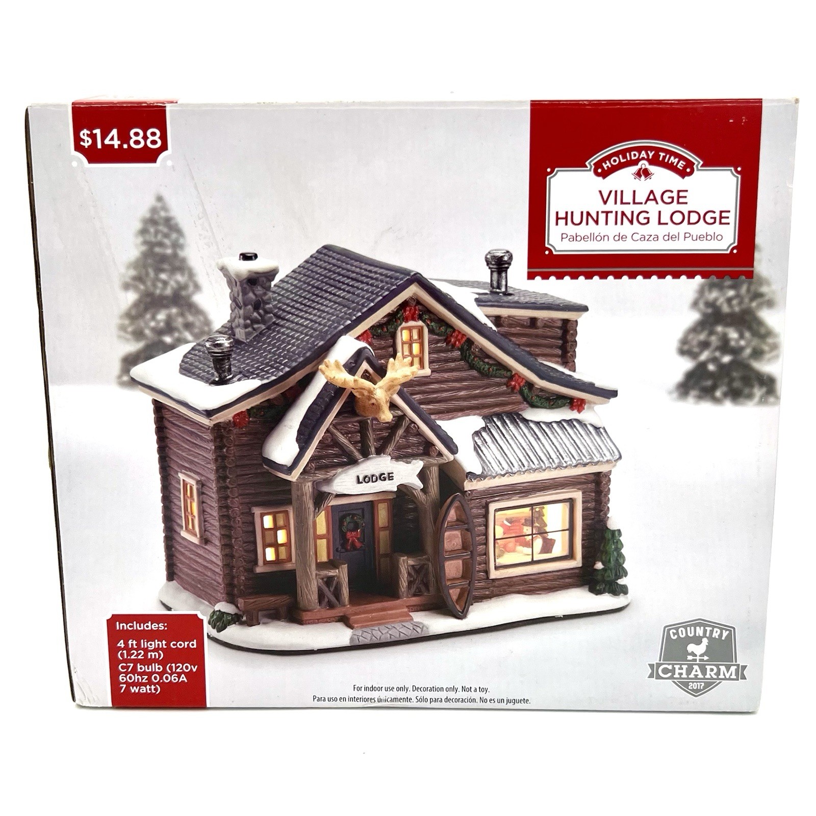 Christmas Village Holiday Time/Country Charm ‘Village Hunting Lodge’ 2017 Boxed