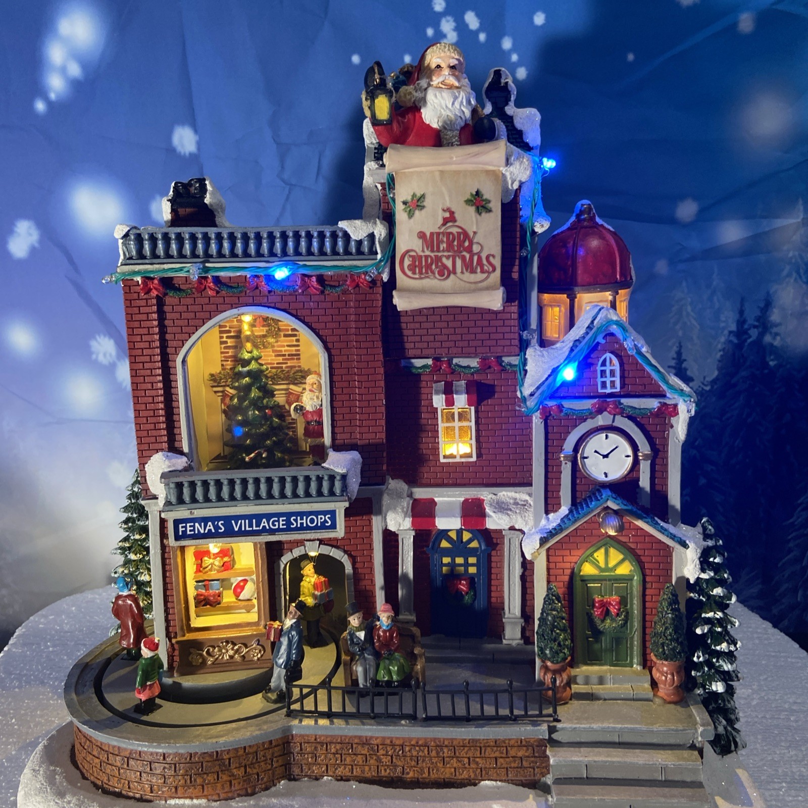 Carole Towne Christmas Village Fenas Village Shops LED Lights Music Motion 2022
