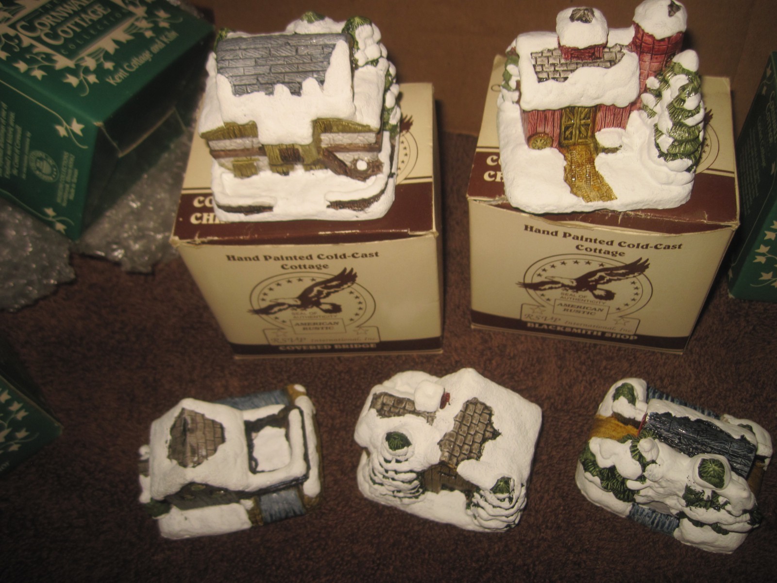 14 Miniature Ceramic? Cottages from Several Collections: Cornwell / American Rus