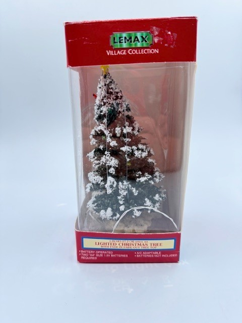 Lemax 6″ Multicolor Lighted & Flocked Spruce Christmas Tree w/Star 74161, In Box