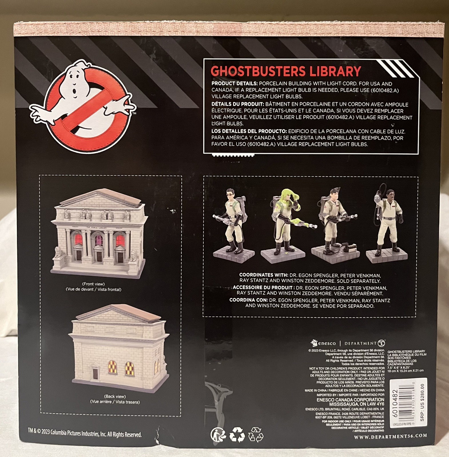 Department 56 GHOSTBUSTERS LIBRARY Lighted EX COND. HALLOWEEN Dept. 2023