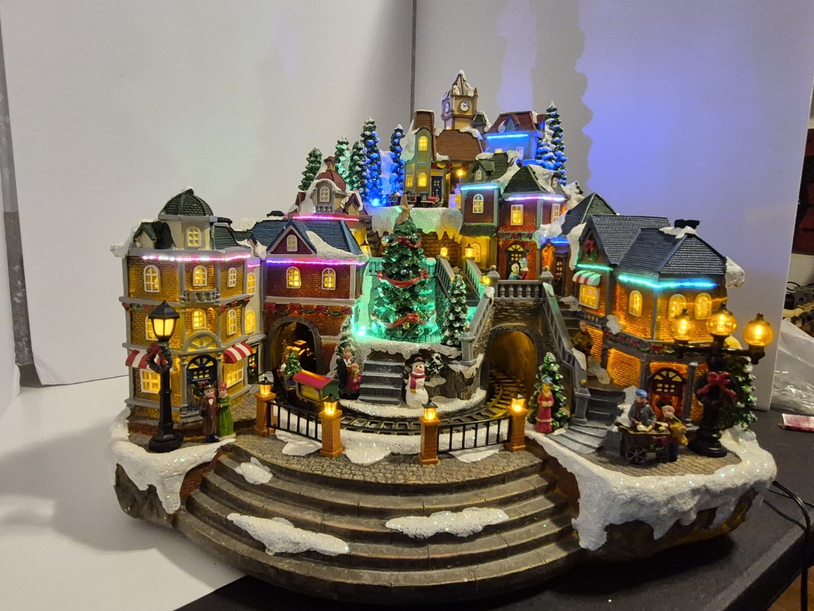 Village De Noël Anime Animated Village With Music Display *Tested*