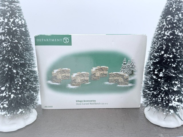 Dept 56 Village Accessories Stone Curved Wall Bench #52650 NEW #2
