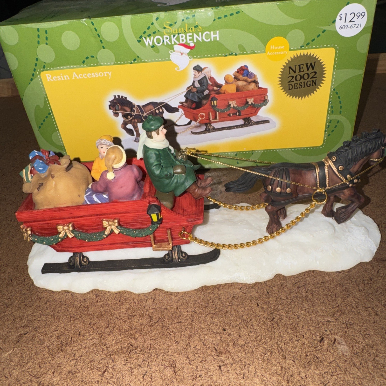 Santa’s Workbench Porcelain Accessory “Sleigh” 2002 In Box Excellent !
