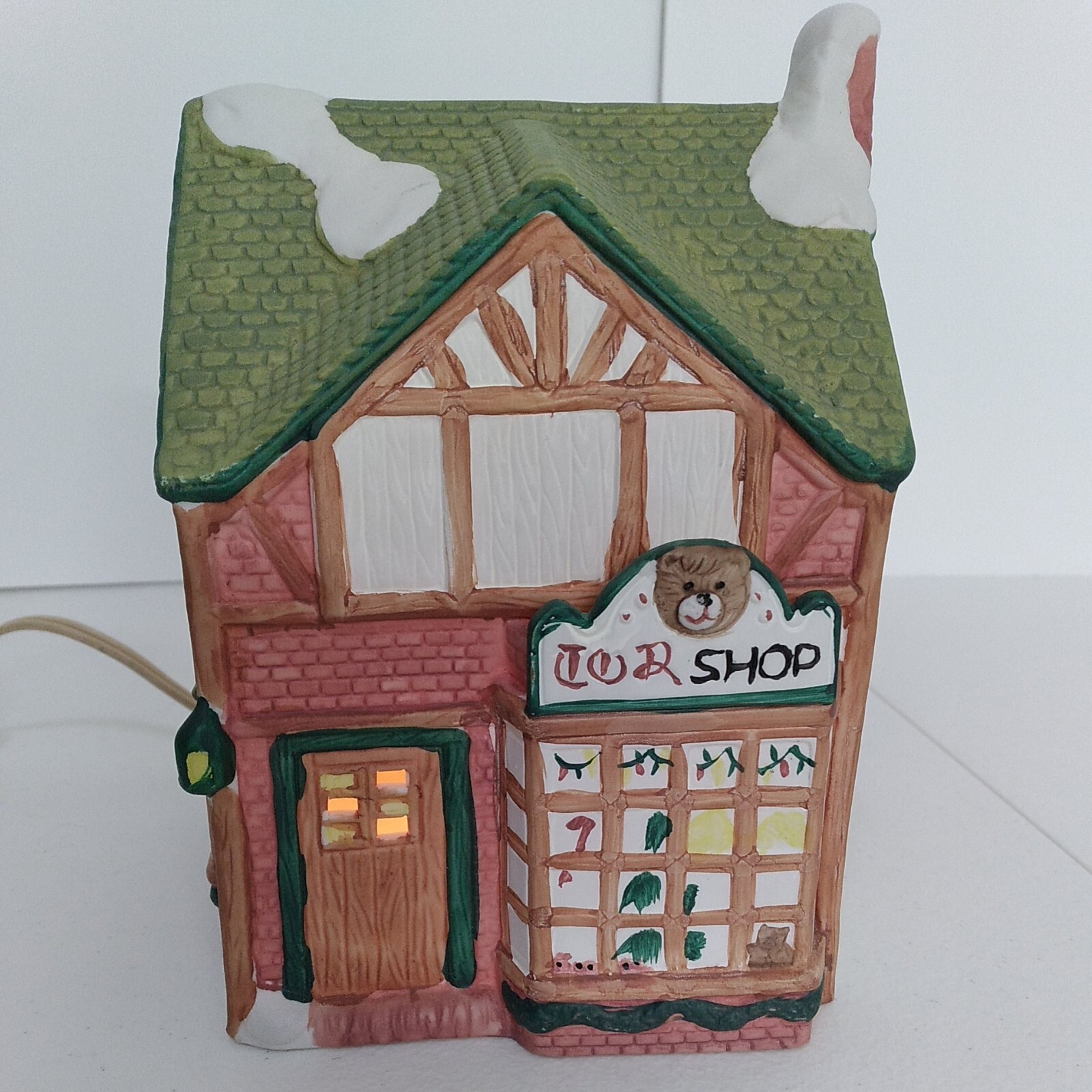 Rex Lee 1990 Lighted Christmas Village Building Toy Shop WORKS Home Decor