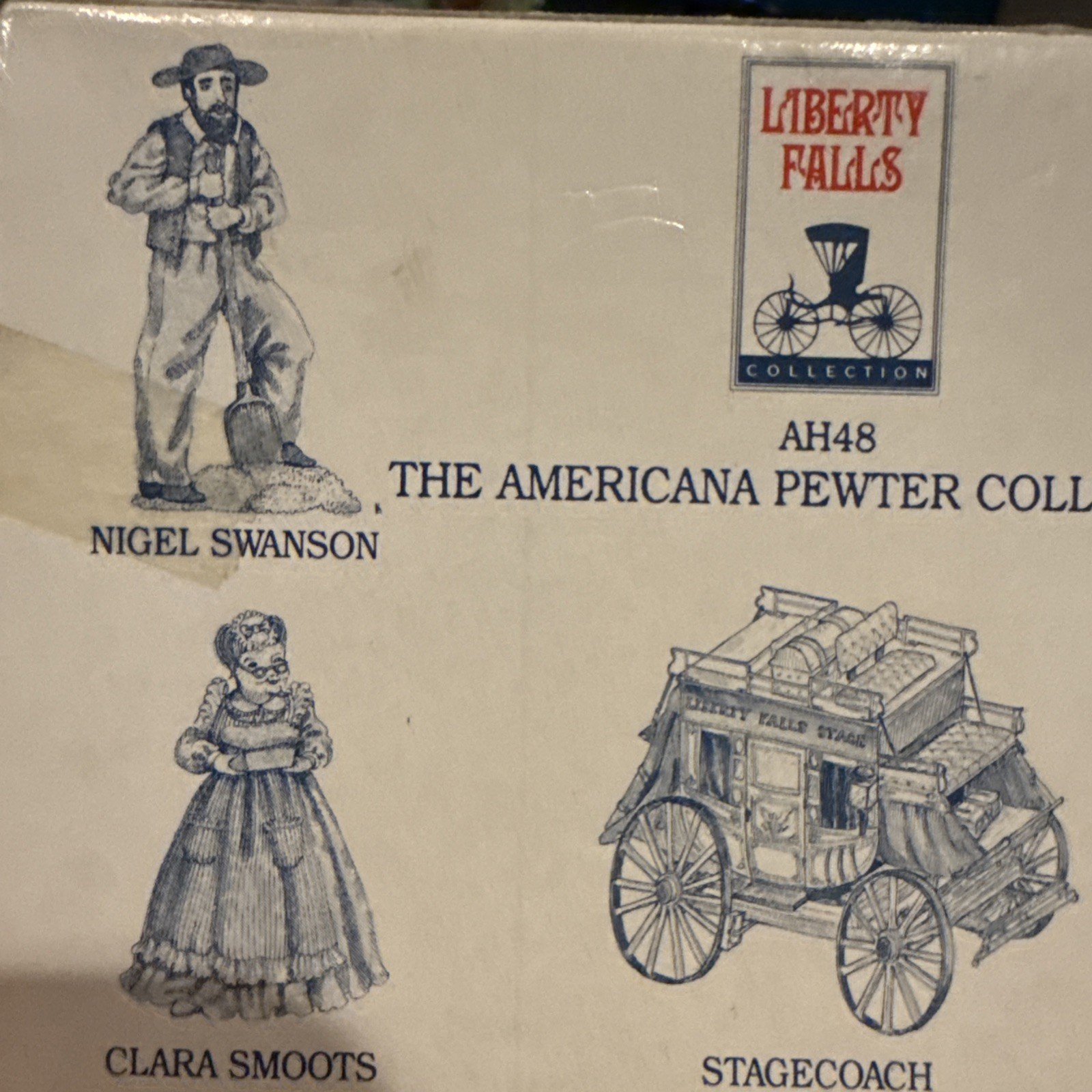 Vtg 1994 Liberty Falls Village Miniature Accessory 5 Pc Set New Open Box Pewter
