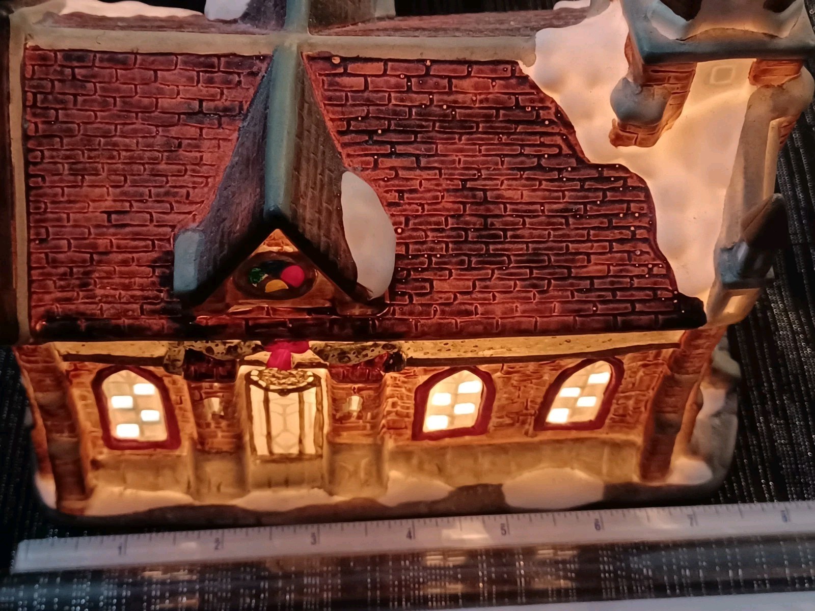 Vintage Porcelain Lighted Hand Painted Christmas Village Church