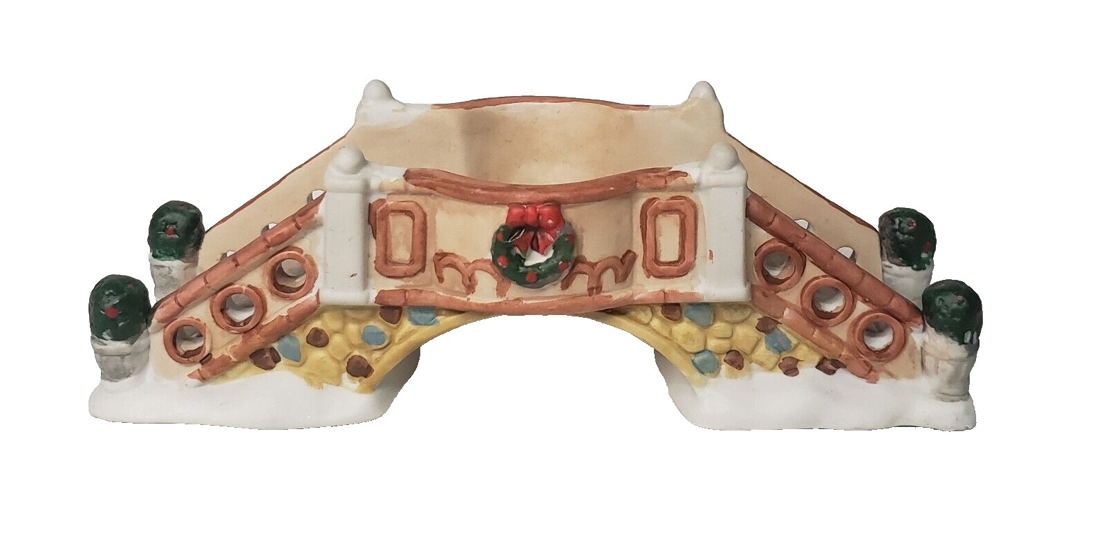 Vintage Village House Christmas 2-Sided Bridge with Wreath Decor’
