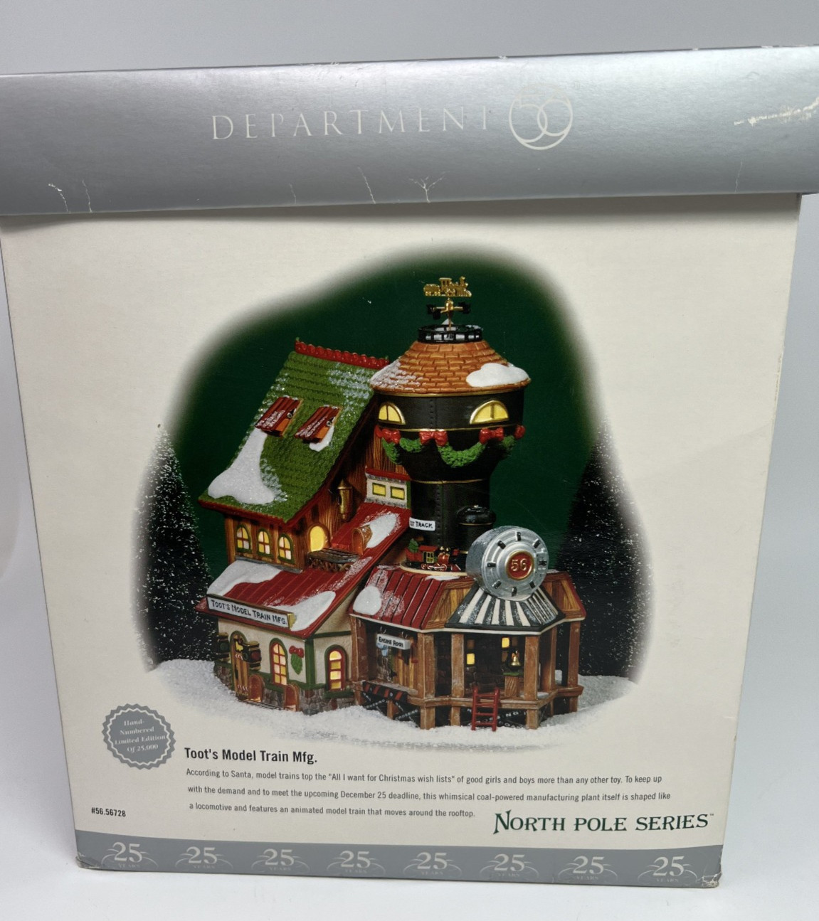 Dept 56 North Pole Series “Toot’s Model Train Mfg.” 25th Anniversary 56.56728