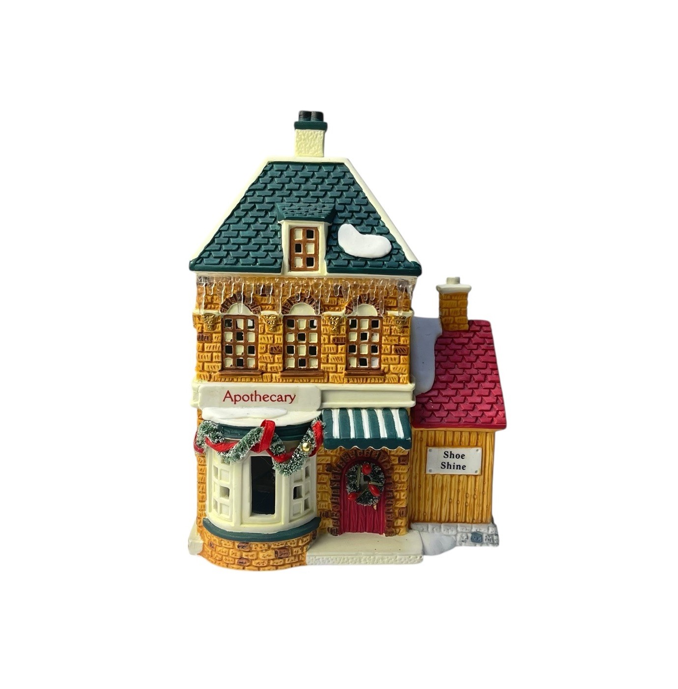 Vintage NOMA APOTHECARY SHOE SHINE Christmas village LIGHTS UP
