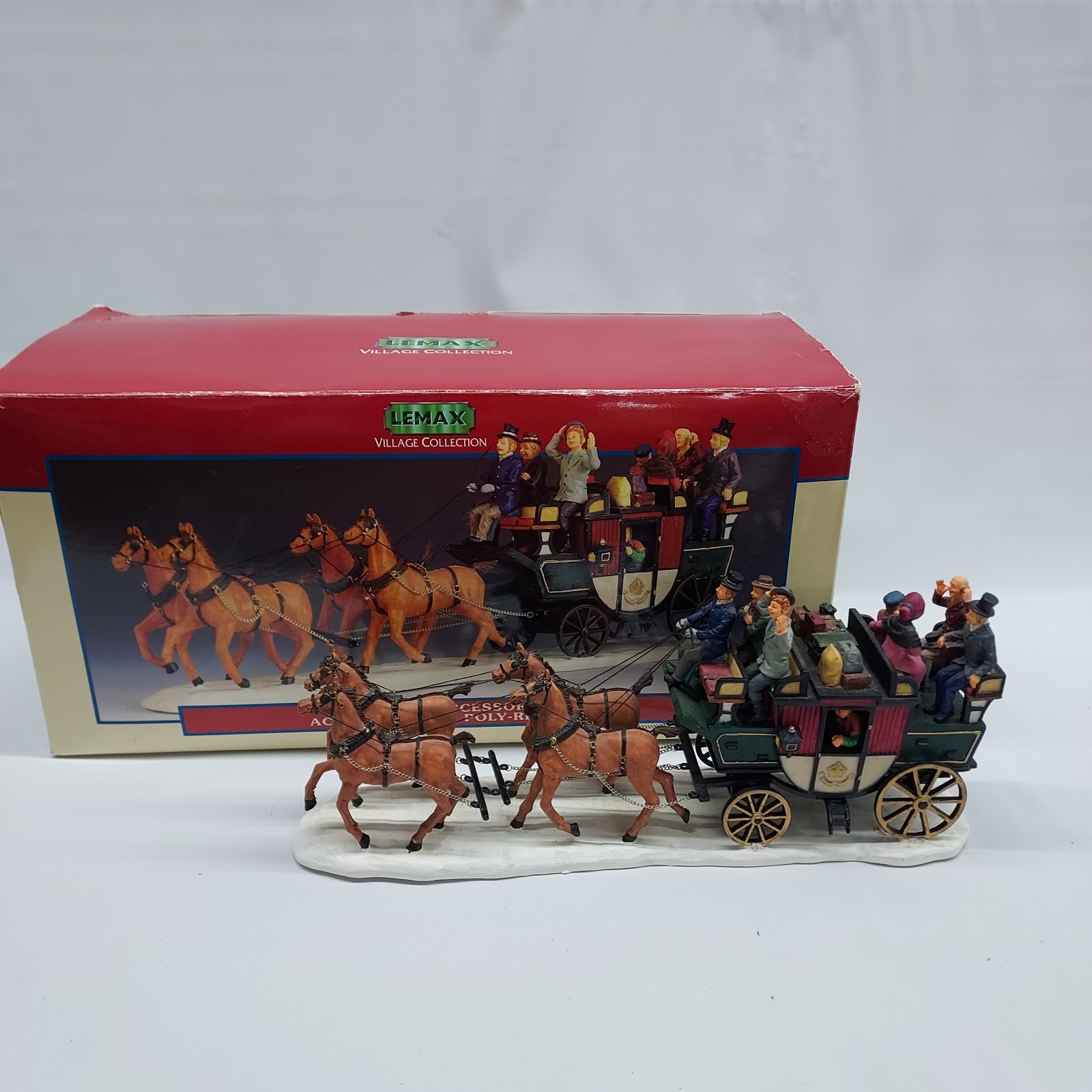 1999 Retired Lemax Village Poly-Resin Stage Coach Horse Carriage #93306