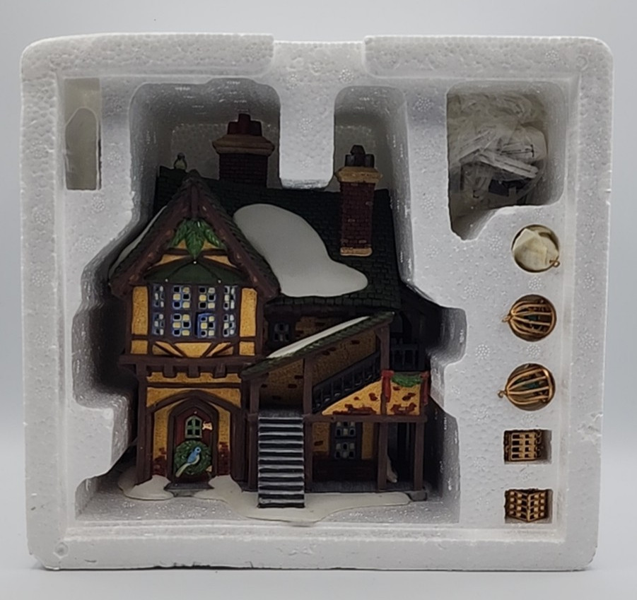 Dept 56 Wingham Lane Parrot Seller Light Cages Sign Orig Box & Foam READ BLUE