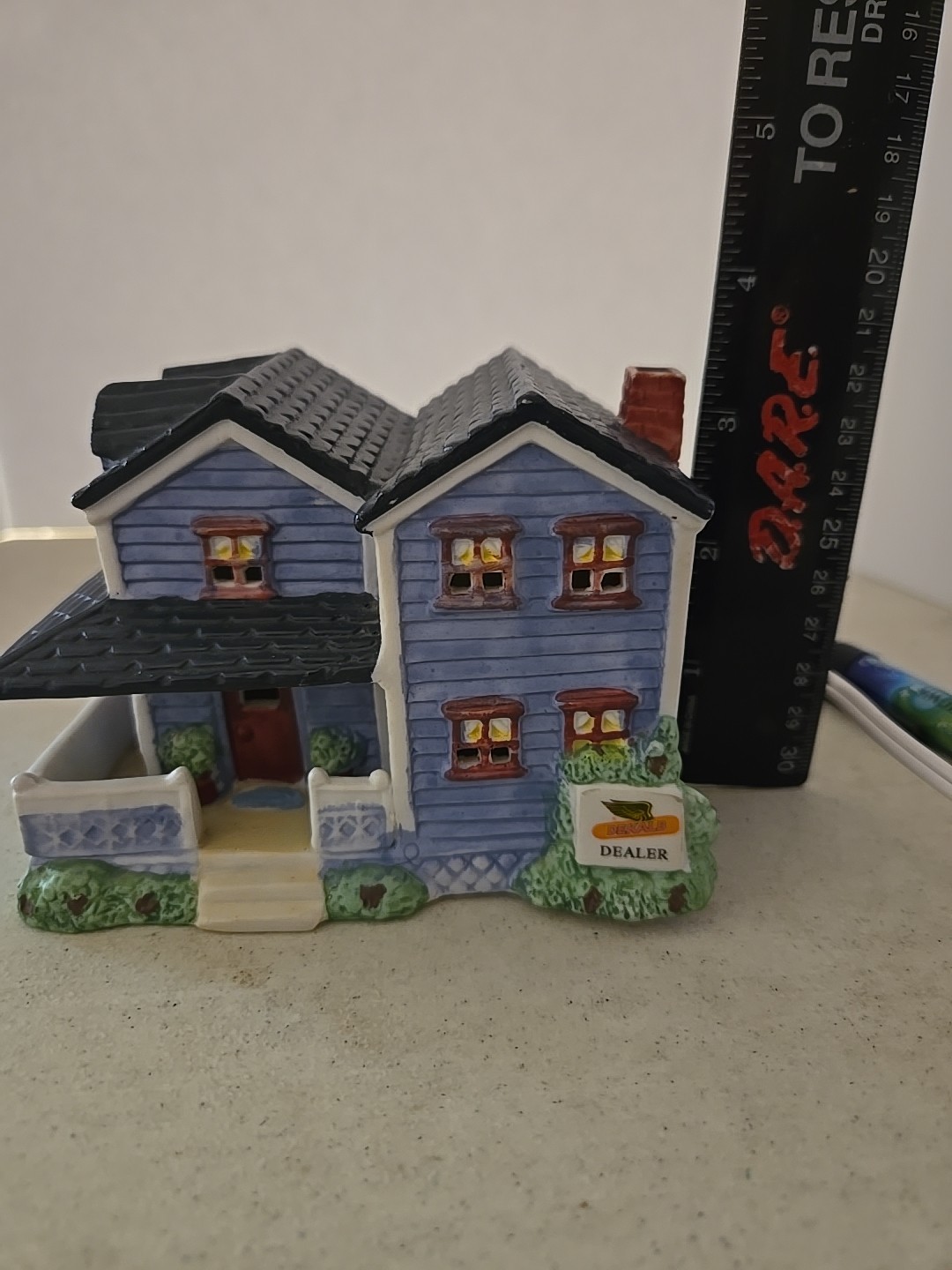 Ceramic Cottage With Light- 3.25 In Tall & 5 In Long. Works!