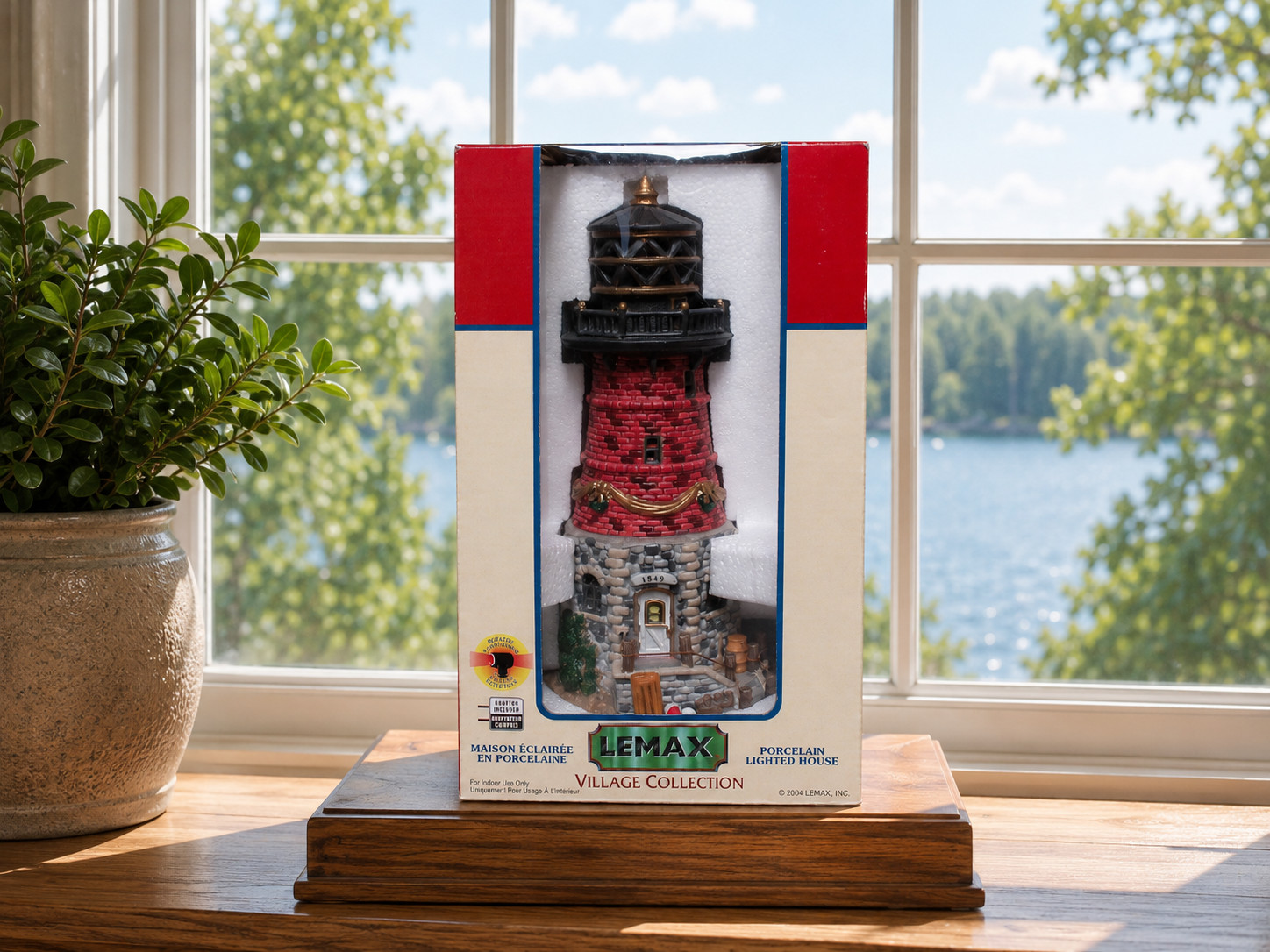 Vintage Lemax Village Collection Plymouth Corners Porcelain Lighted Lighthouse w