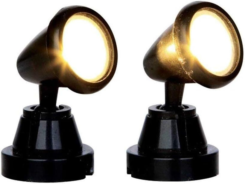 Lemax Round Spot Lights 2pc Holiday Village Battery or Adapter NEW MINT