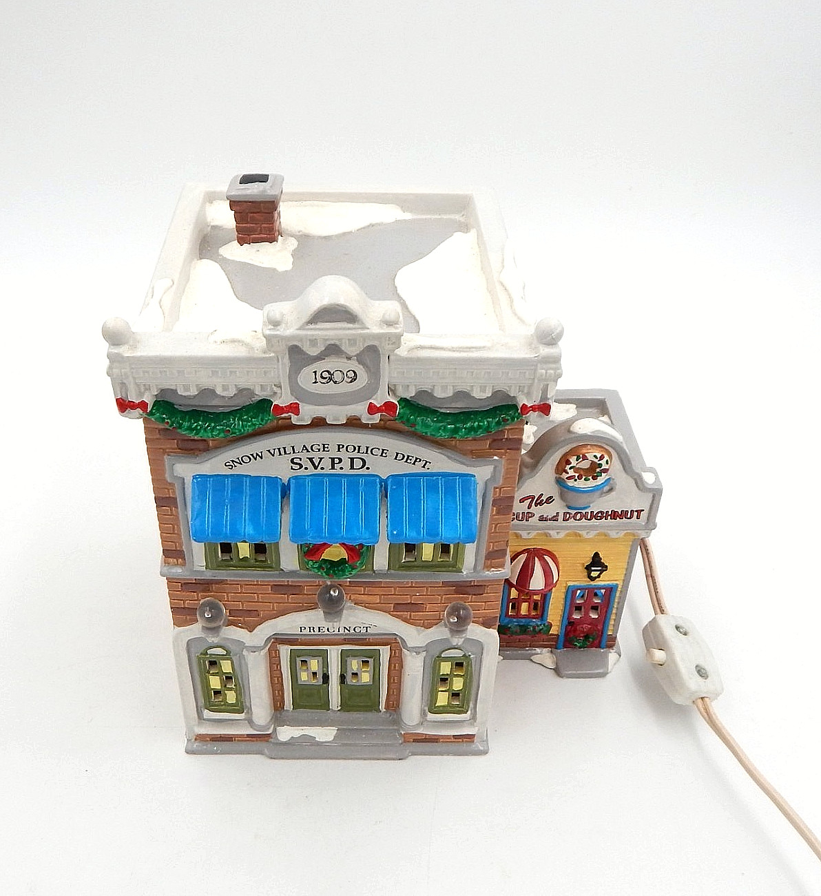 Dept 56 Village Police Station #54853 SVPD Snow Village Light Retired Box