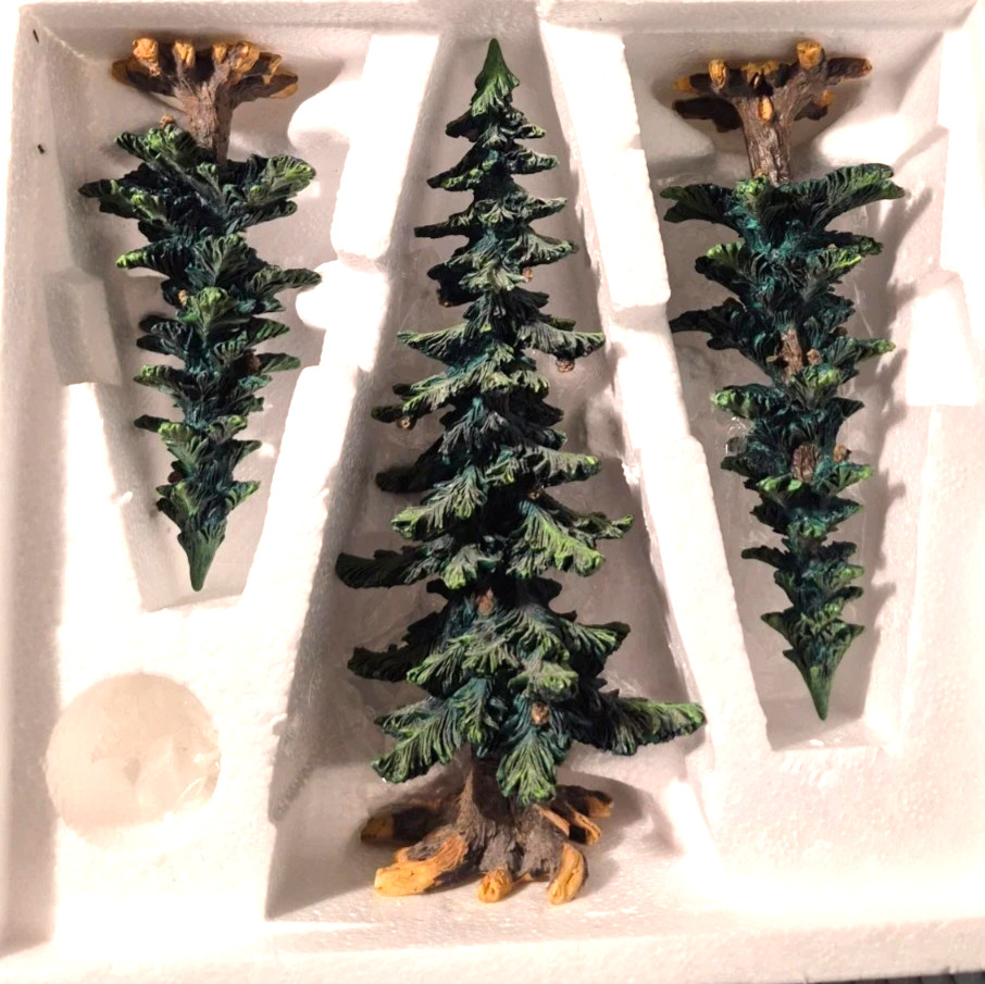 DEPT 56 VILLAGE ACCESSORIES PINE TREES WITH PINE CONES – SET OF 3 – 1998