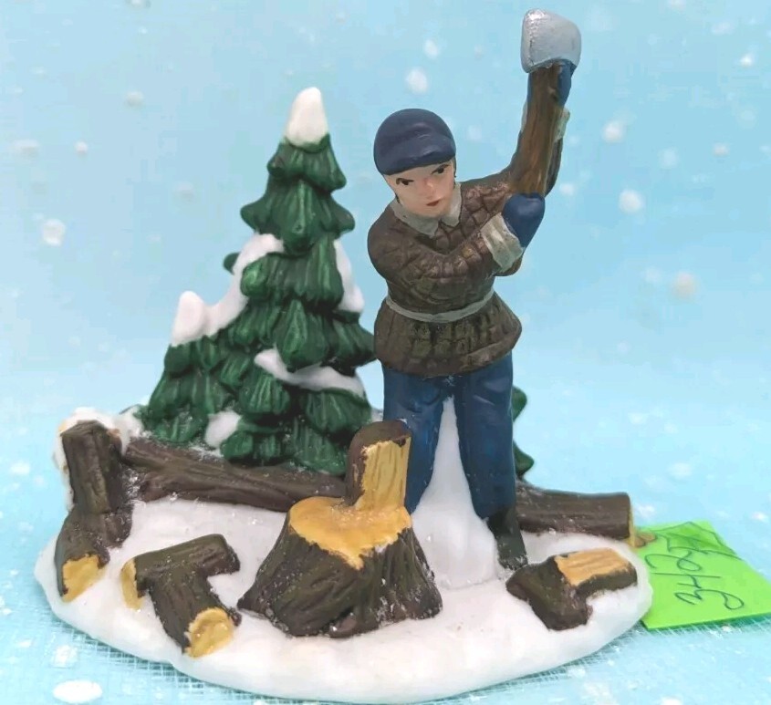 Dept 56 Lemax ? Porcelain chopping wood axe ax Christmas Village NO BOX INV342