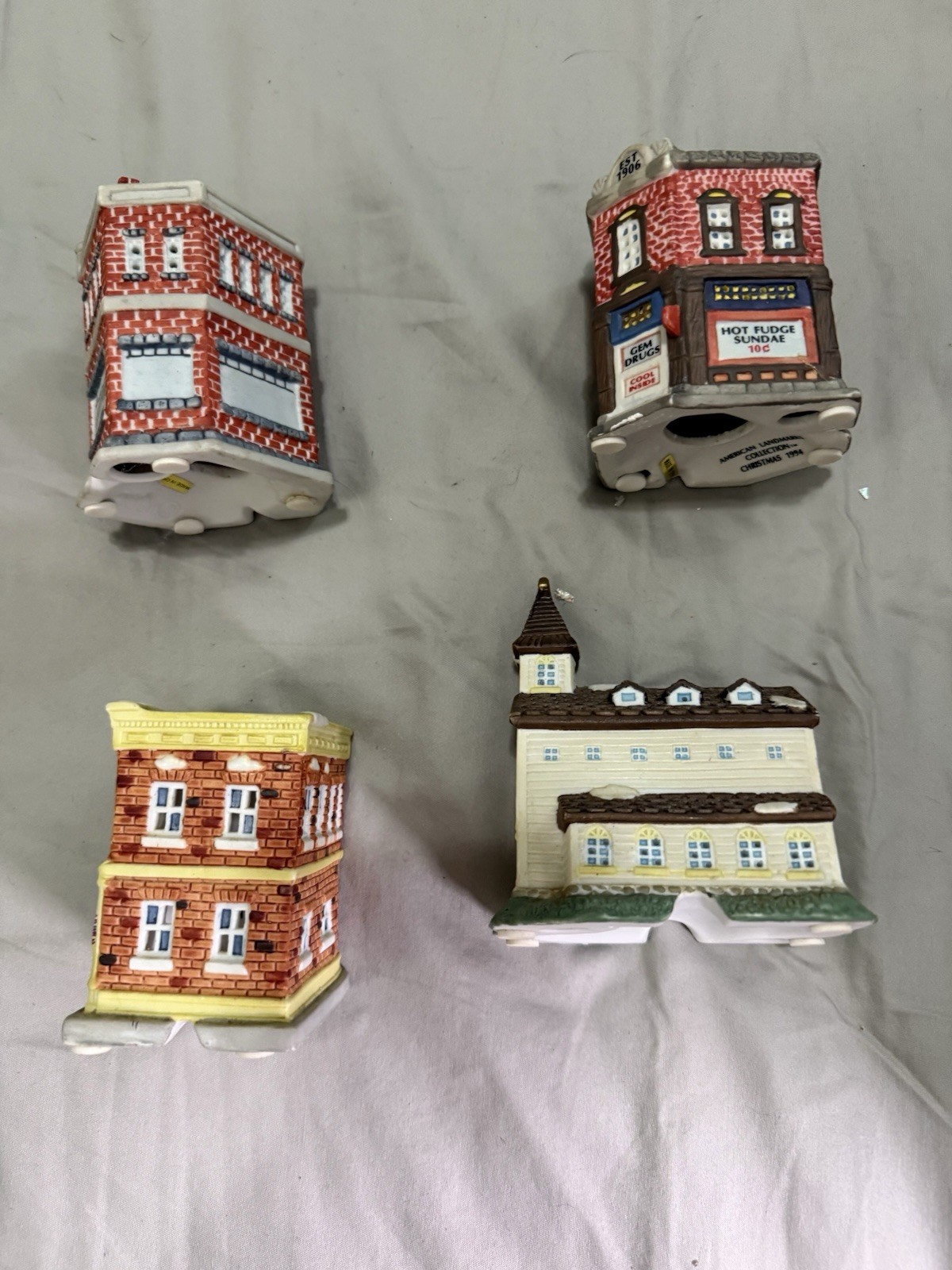 Lot of 4 American Landmarks Home Town America Christmas Village Buildings 1994