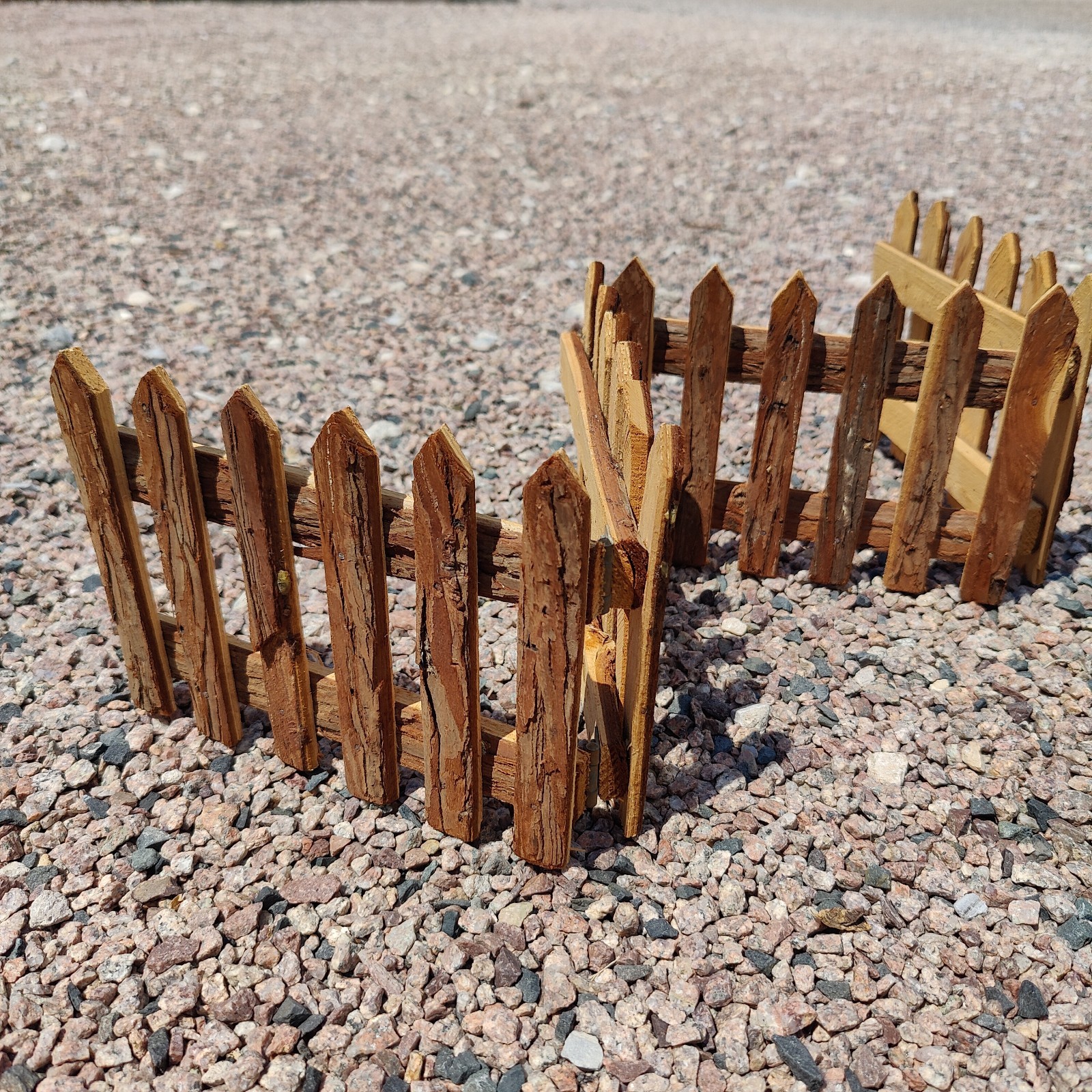 Natural Wood Bark Picket Fence Folding Rustic Primitive Christmas Fairy Gnome