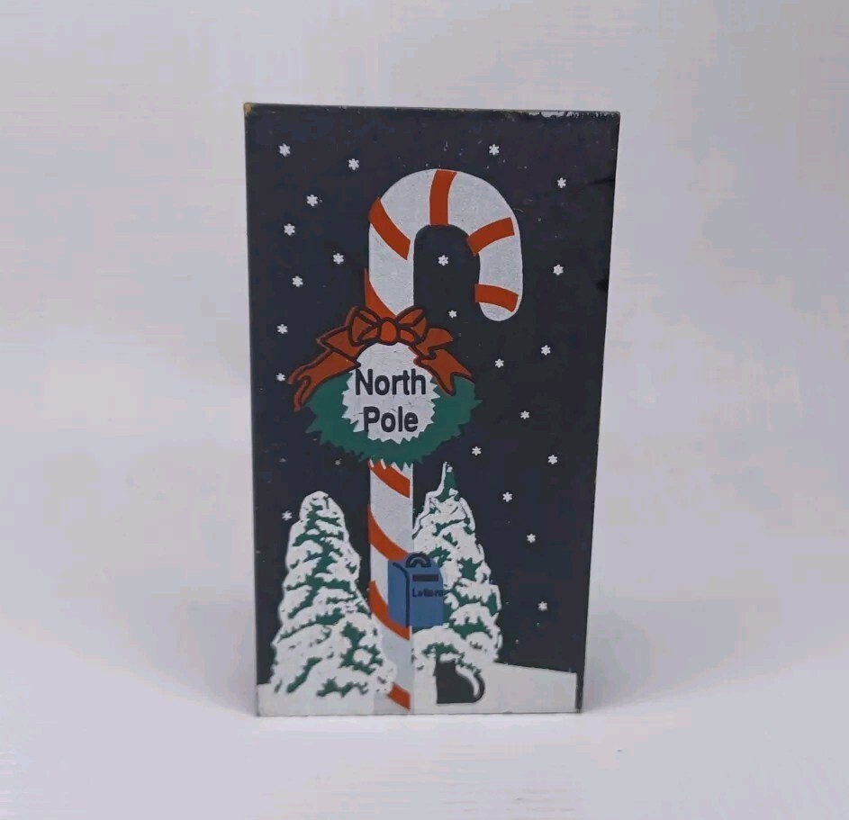 1997 The Cat’s Meow North Pole Collection Glitter Christmas Sign Faline 97