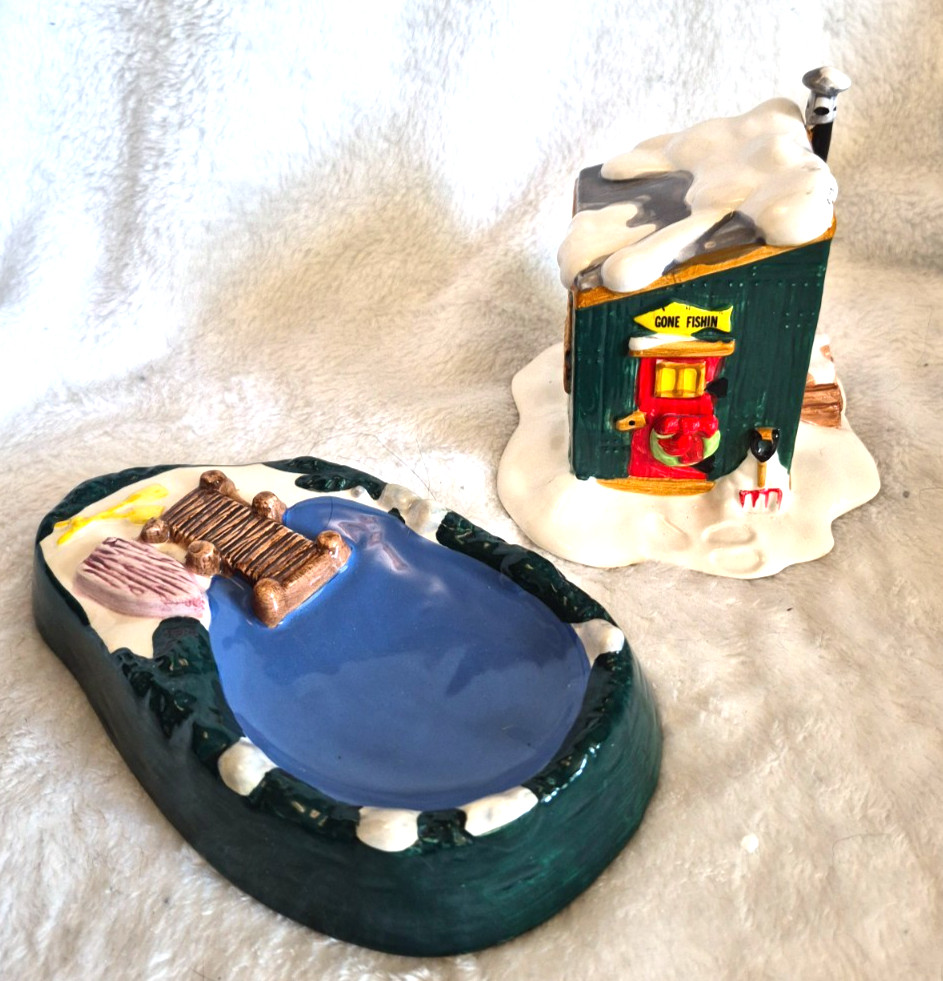 SNOW VILLAGE FRESH FROZEN FISH Vintage Christmas Ice House Dept 55 Lake Pond