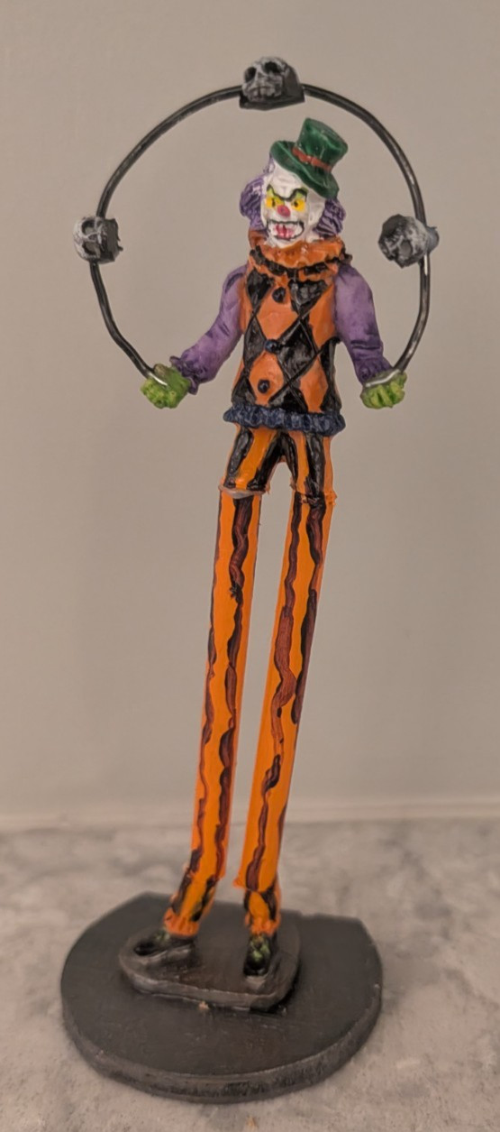 Custom Made Lemax Spooky Town Clown On Stilts Juggling Skulls
