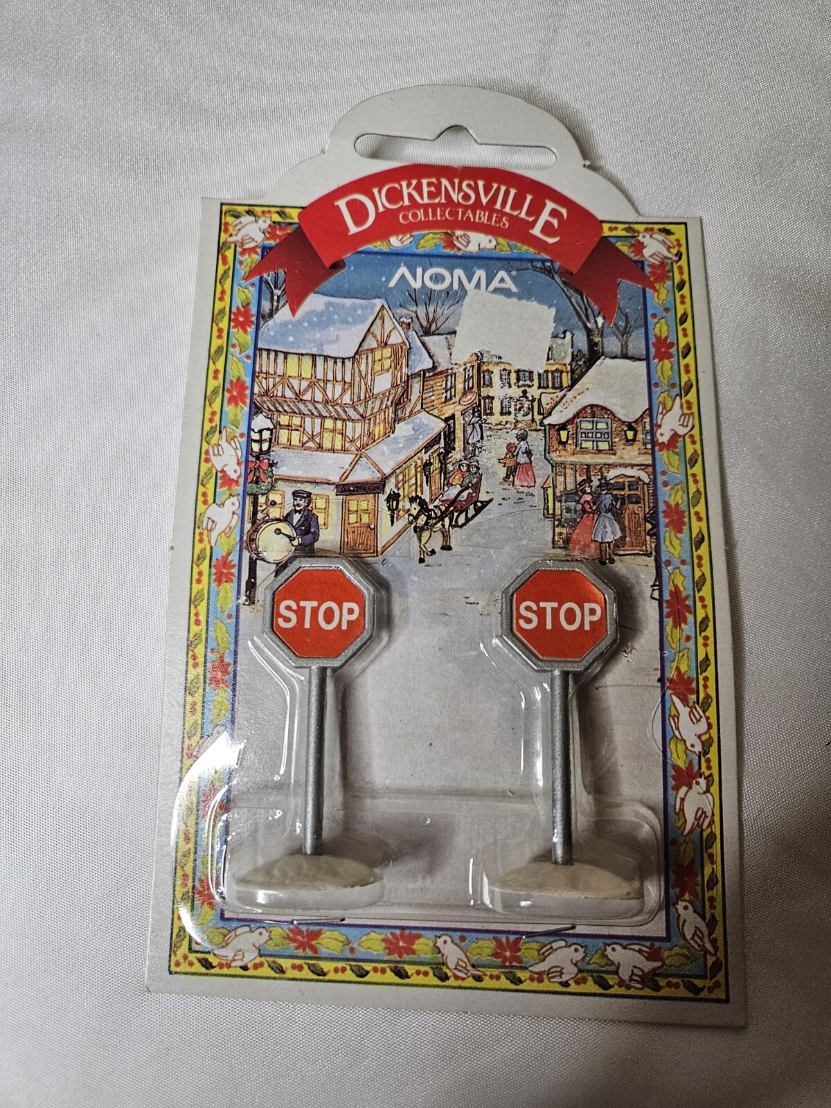 Noma Dickensville Collectibles Christmas Village Road Stop Signs 2 in pack 6188