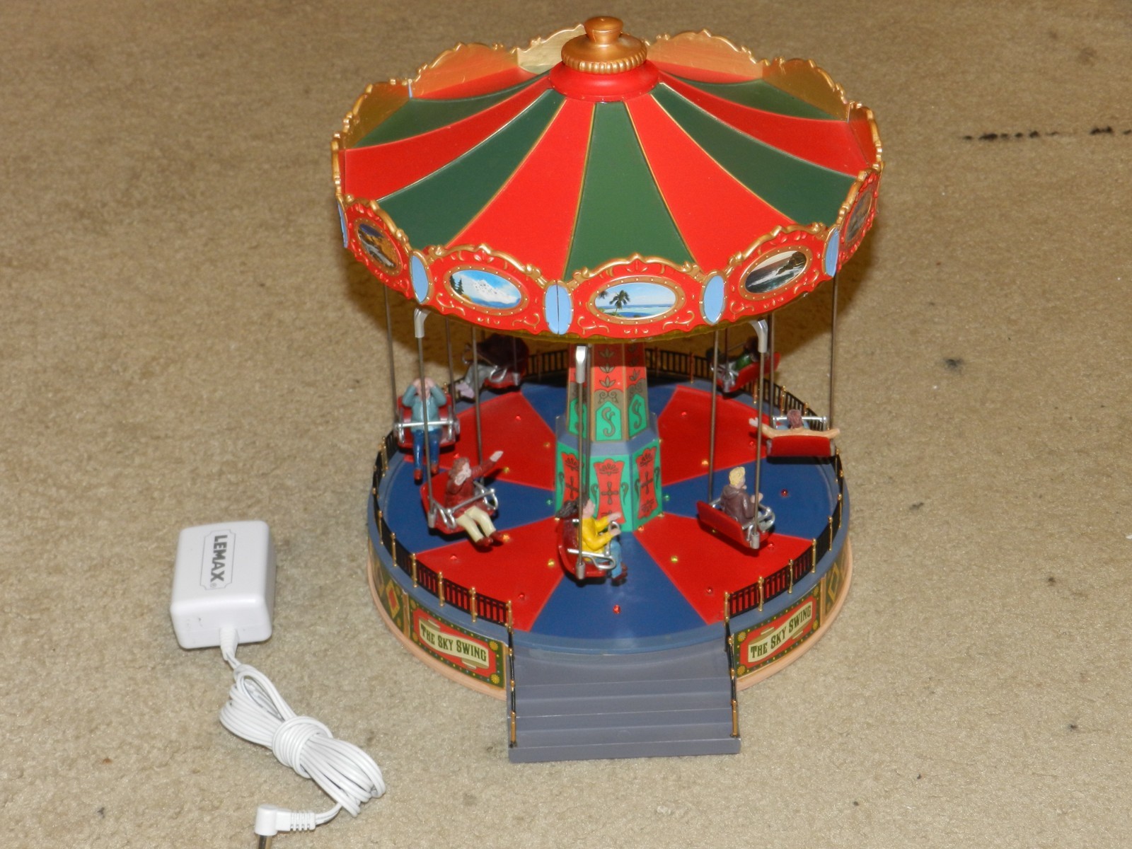 Lemax Sky Swing Carnival Carousel Ride Light & Sound Village Diorama TESTED WORK