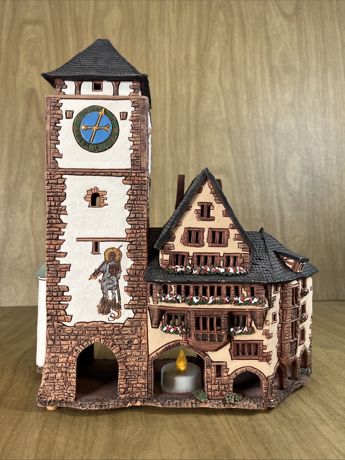 Ceramic Miniature Clay House Candle Holder Village Town Handmade Lithuania