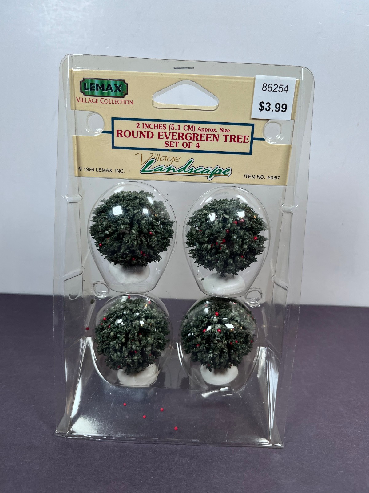 Lemax Village ROUND EVERGREEN TREES Set of 4 Figurine Christmas Set 1994 44087