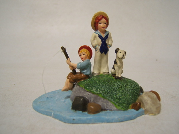 Dept 56 “Fishing in the Bay” Seasons Bay #53313 MIB Boys at the Fishing Pond
