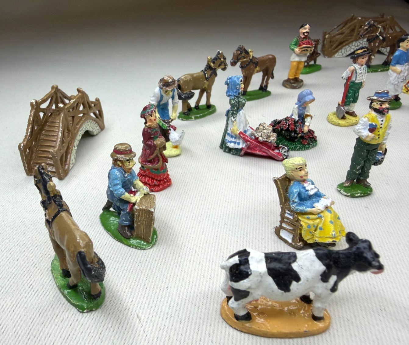 Vtg Liberty Falls Americana Pewter Collection Miniatures Lot 27 Figures Bridges