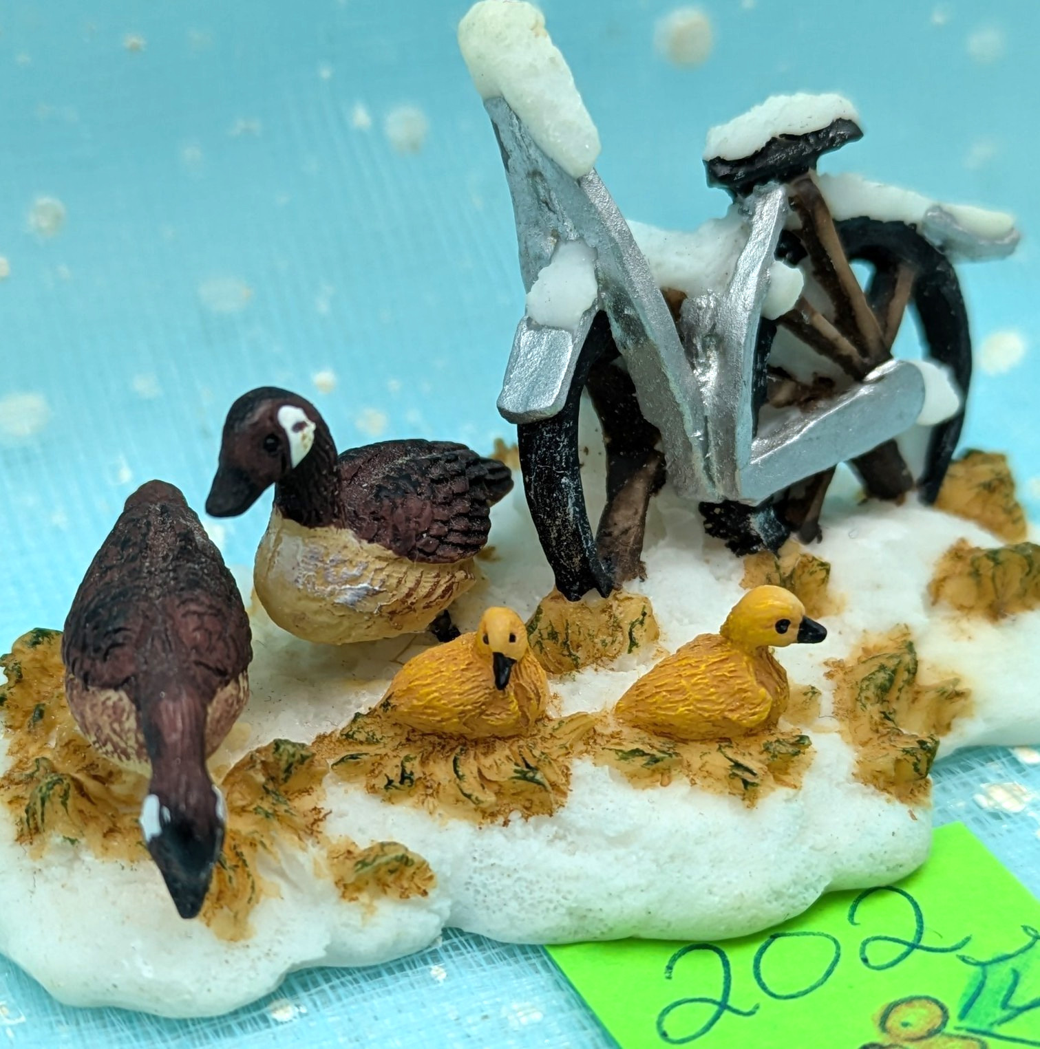 O’Well geese ducks ducklings bike farm Christmas Village Accessory LOOSE INV202